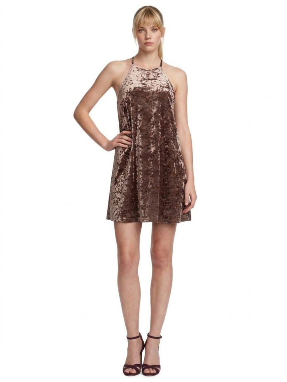 DESIGN LAB Lord & Taylor Dress Cocktail Party Stretch Crushed Velvet Sleeveless